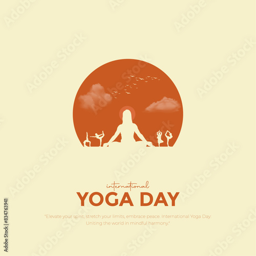 International Yoga day concept with location concept 21 June. modern and creative post, banner, greeting card. vector illustration.