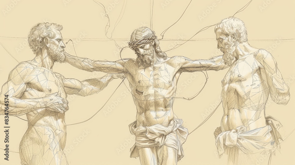 Fototapeta premium Grace and Salvation: Ephesians 2 Biblical Illustration Highlighting Transformation, Reconciliation on Beige Background with Copyspace