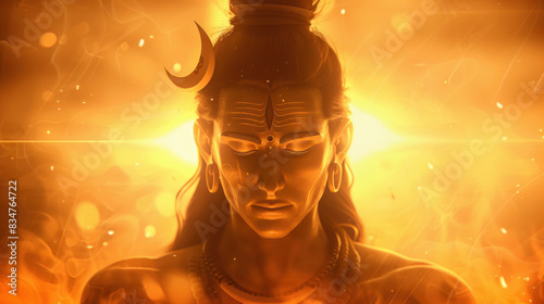 closeup view of lord shiva statue photo