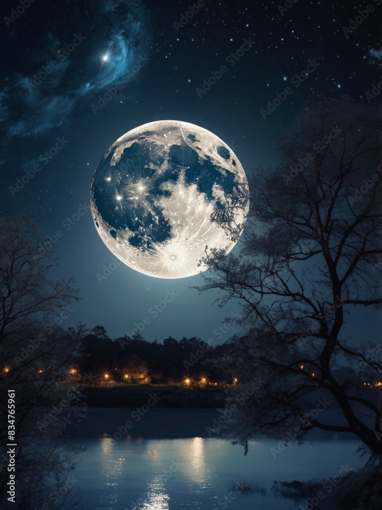 Naklejka premium a full moon forest