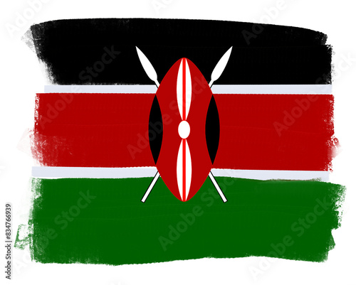 kenyan flag with paint strokes