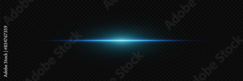 Neon glowing line. A ray of light and glare. On a transparent background.