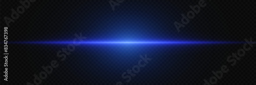 Neon glowing line. A ray of light and glare. On a transparent background.