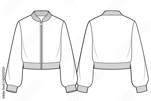 Crop bomber jacket, casual clothing.