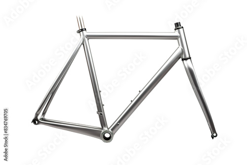 Sleek Silver Steed: A Creative Bicycle Frame Composition Isolated on a Transparent Background PNG.