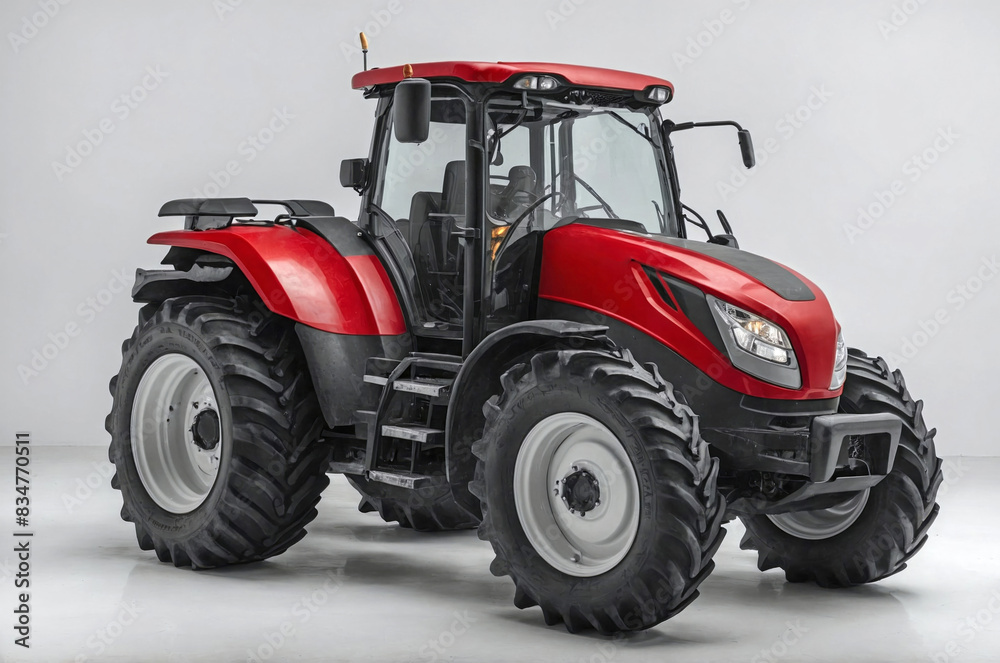 side profile of the tractor, highlighting its wheels, cab, and body side profile of the tractor, highlighting its wheels, cab, and body