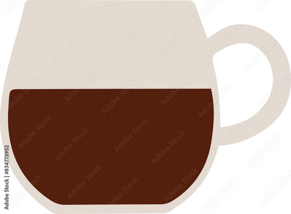 eige Transparent Mug with Brown Liquid (Coffee) Vector Icon