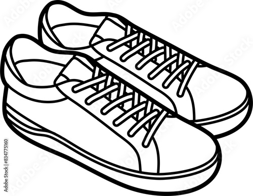 LOW-TOP SNEAKERS vector outline illustration