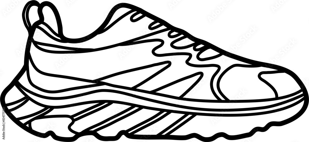 WALKING SHOES vector outline illustration WALKING SHOES vector outline illustration
