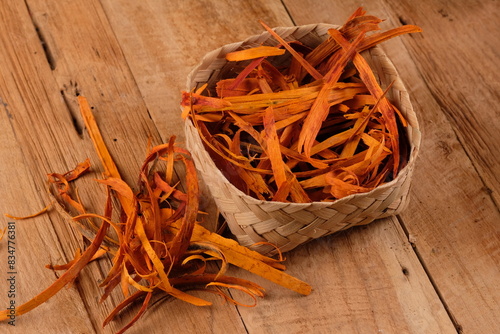 Secang or sepang is a shrub belonging to the legume tribe whose pepagan and wood are used as commodities for the spice trade. Biancaea sappan. Spices. 