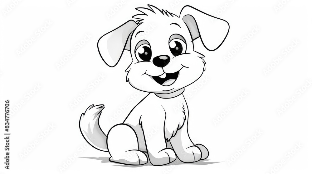 White background cartoon puppy line drawing used in teaching Generative Ai White background cartoon puppy line drawing used in teaching Generative Ai