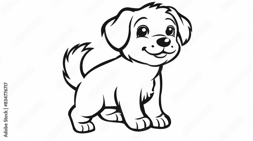 White background cartoon puppy line drawing used in teaching Generative Ai White background cartoon puppy line drawing used in teaching Generative Ai