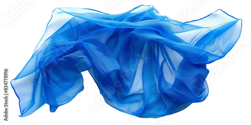 A piece of nylon fabric in electric blue, isolated on transparent background