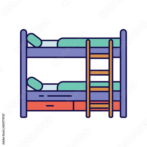 bunk bed icon with white background vector stock illustration