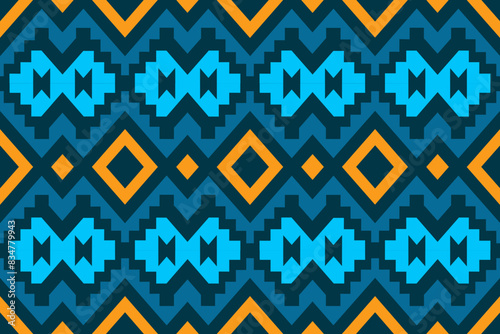 Seamless geometric pattern with triangles in a retro vintage style featuring zigzag and chevron designs photo