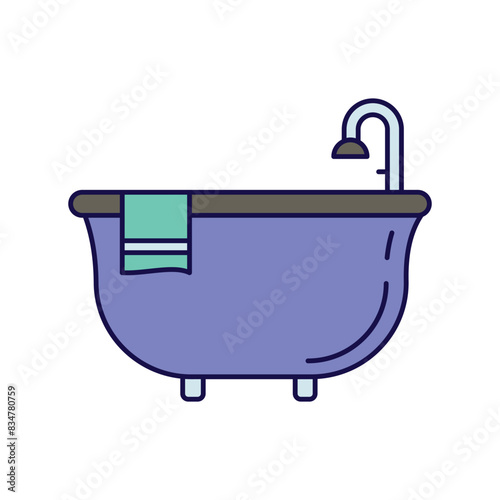 bathtub icon with white background vector stock illustration