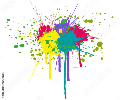 Beautiful banner with bright colorful splash blots. Vector illustration