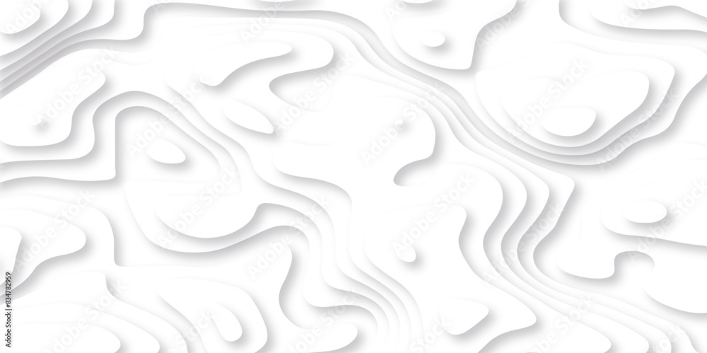 Vector 3D abstract background with paper cut shapes. paper cut topography vector art background banner texture. White wave paper curved reliefs abstract background. Realistic papercut decoration layer
