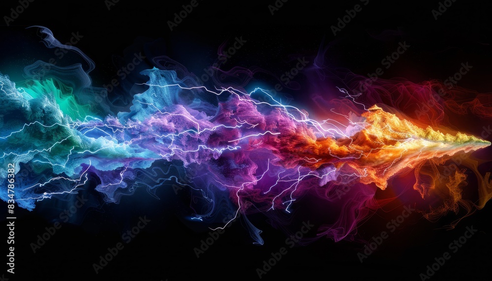 A dramatic image of a thunderbolt striking, set against a black background to enhance the intensity of the lightning A dramatic image of a thunderbolt striking, set against a black background to enhance the intensity of the lightning