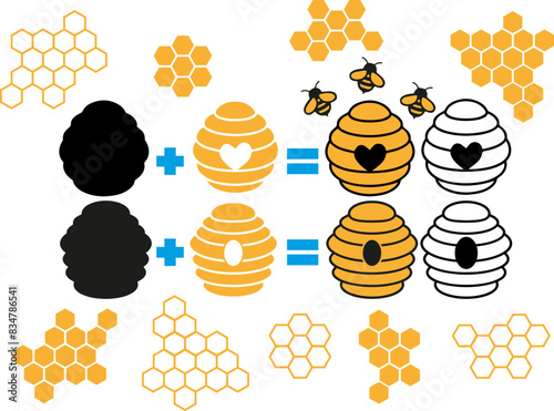 Beehive Bee Honey Vector of Set
