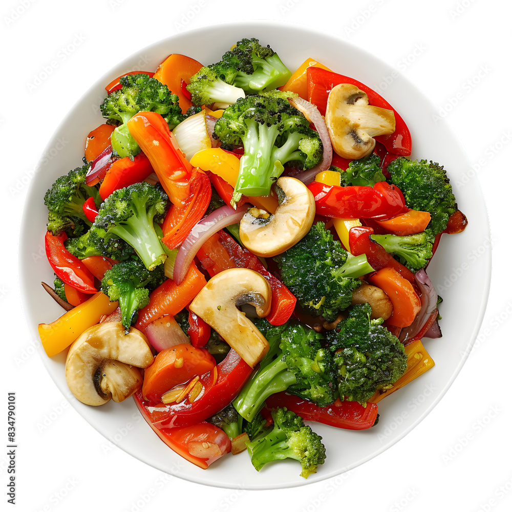 Vegetable stir fry isolated on transparent background generative ai Vegetable stir fry isolated on transparent background generative ai
