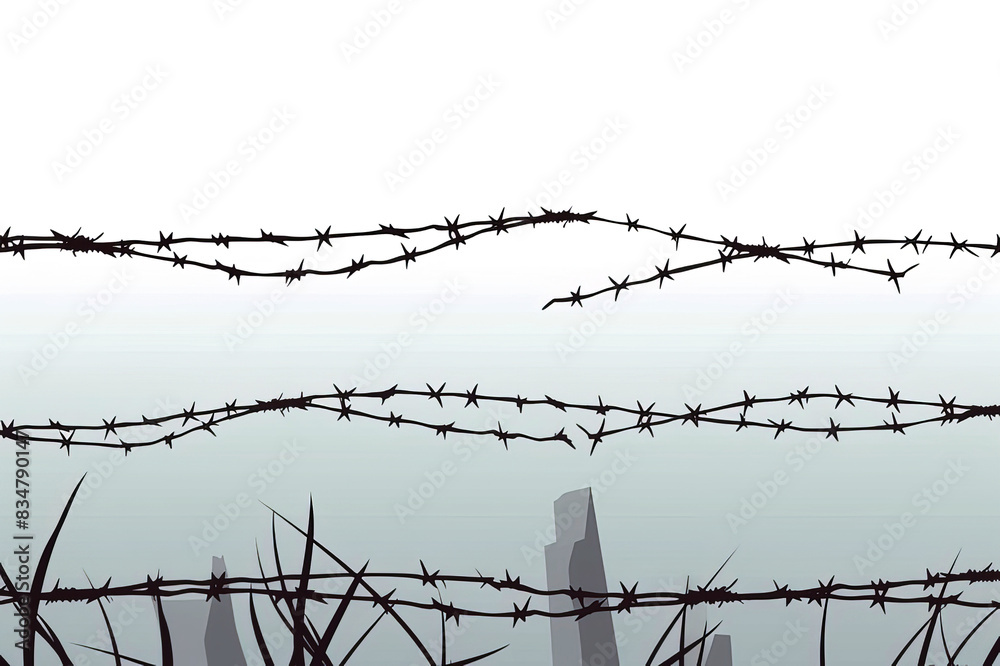 Barbed wire fence sharp nales border stay away security protection damage with copy space Barbed wire fence sharp nales border stay away security protection damage with copy space