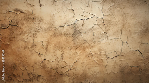 Fototapeta Naklejka Na Ścianę i Meble -  brown old cracked aged wall grunge textured background backdrop peeling paint rusty dirty print 