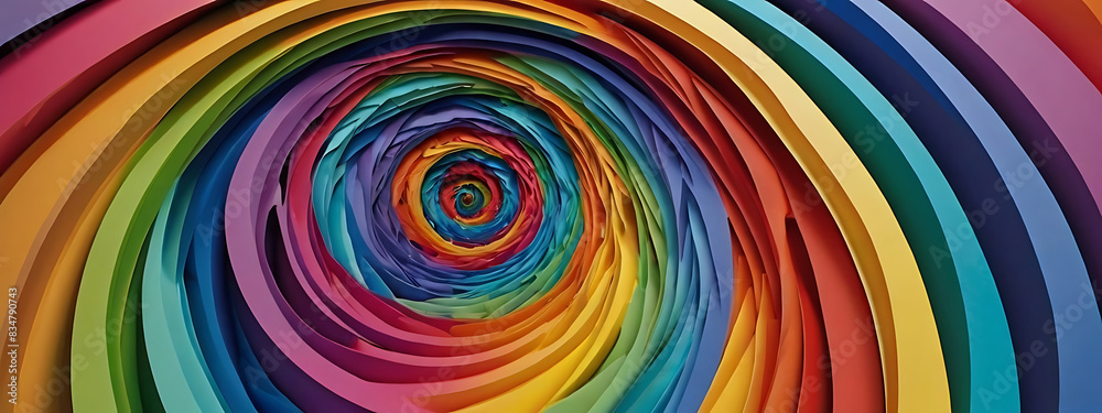 abstract background wallpaper style spiral vortex made up of paper cut out with rainbow colors and 3d perspective and copy space
abstract background wallpaper style spiral vortex made up of paper cut out with rainbow colors and 3d perspective and copy space
