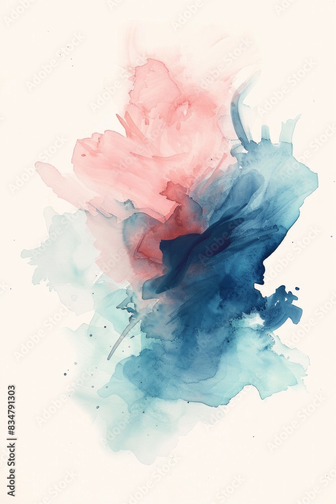 Naklejka premium A minimalist watercolor splash with soft edges and a modern, pastel color scheme. 