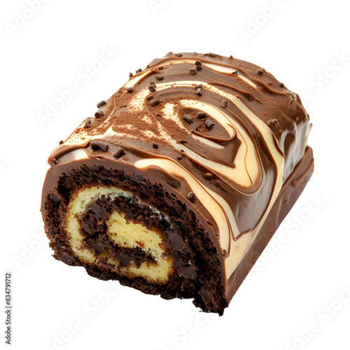 slice of chocolate roula isolated on transparent background generative ai	
 photo