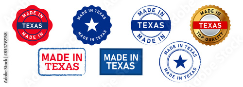 made in texas circle stamp seal badge label sticker sign for certificate product country manufactured