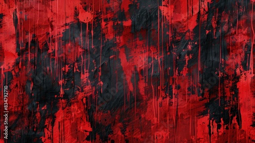 A dramatic background texture wall featuring deep red and black acrylic color splashes, creating a bold and rustic look. The abstract brush strokes form a dynamic pattern, ideal for a bold text