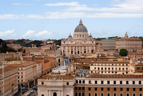 Panoramic view of Rome Architecture and St Peter's Basilica in Vatican City