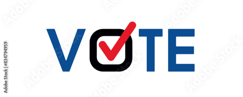 A VOTE inscription for election day. Democratic presidential choice banner. Vector art