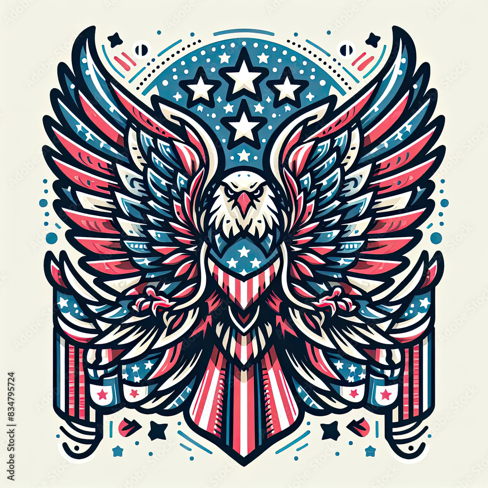 4th of July Independence Day of America logo and background