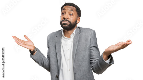 Young hispanic man wearing business clothes clueless and confused expression with arms and hands raised. doubt concept.