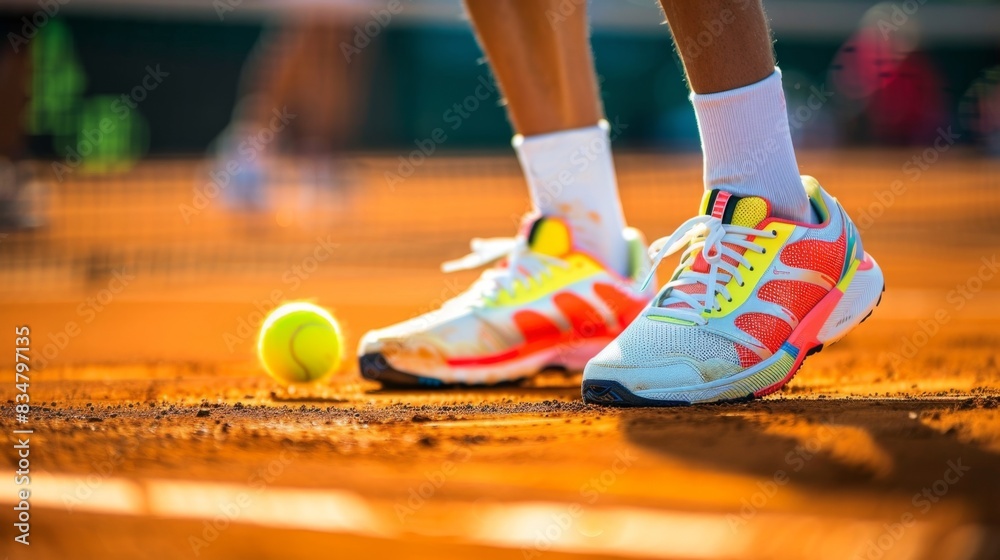 Fototapeta premium Close-Up of Tennis Shoes on the Court: Action, Sport, Competition, 4K HD Wallpaper