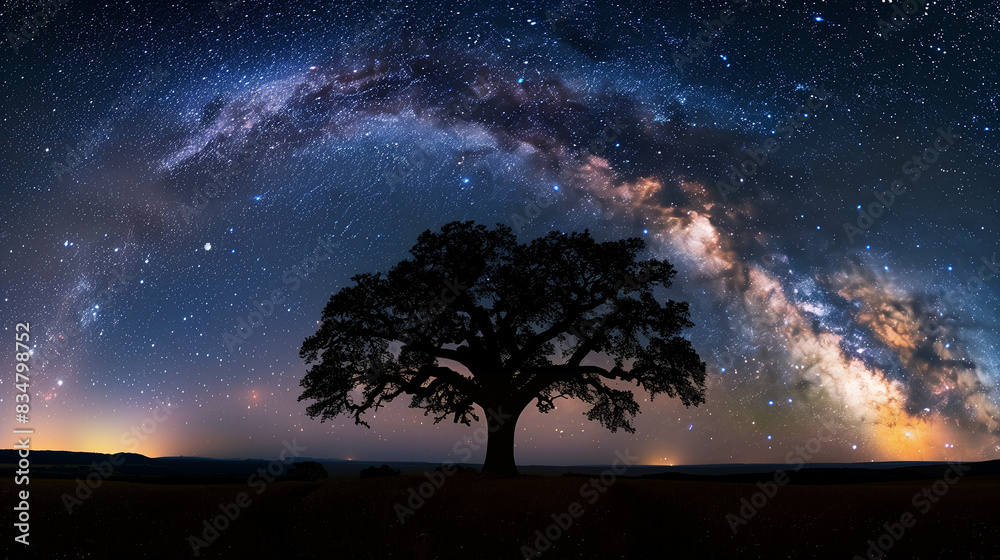 Milky Way Galaxy Over Silhouette of Tree - Night Sky Photography Milky Way Galaxy Over Silhouette of Tree - Night Sky Photography