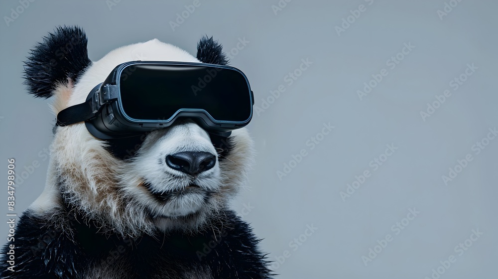 Delighted Panda Experiences Virtual Reality Escape