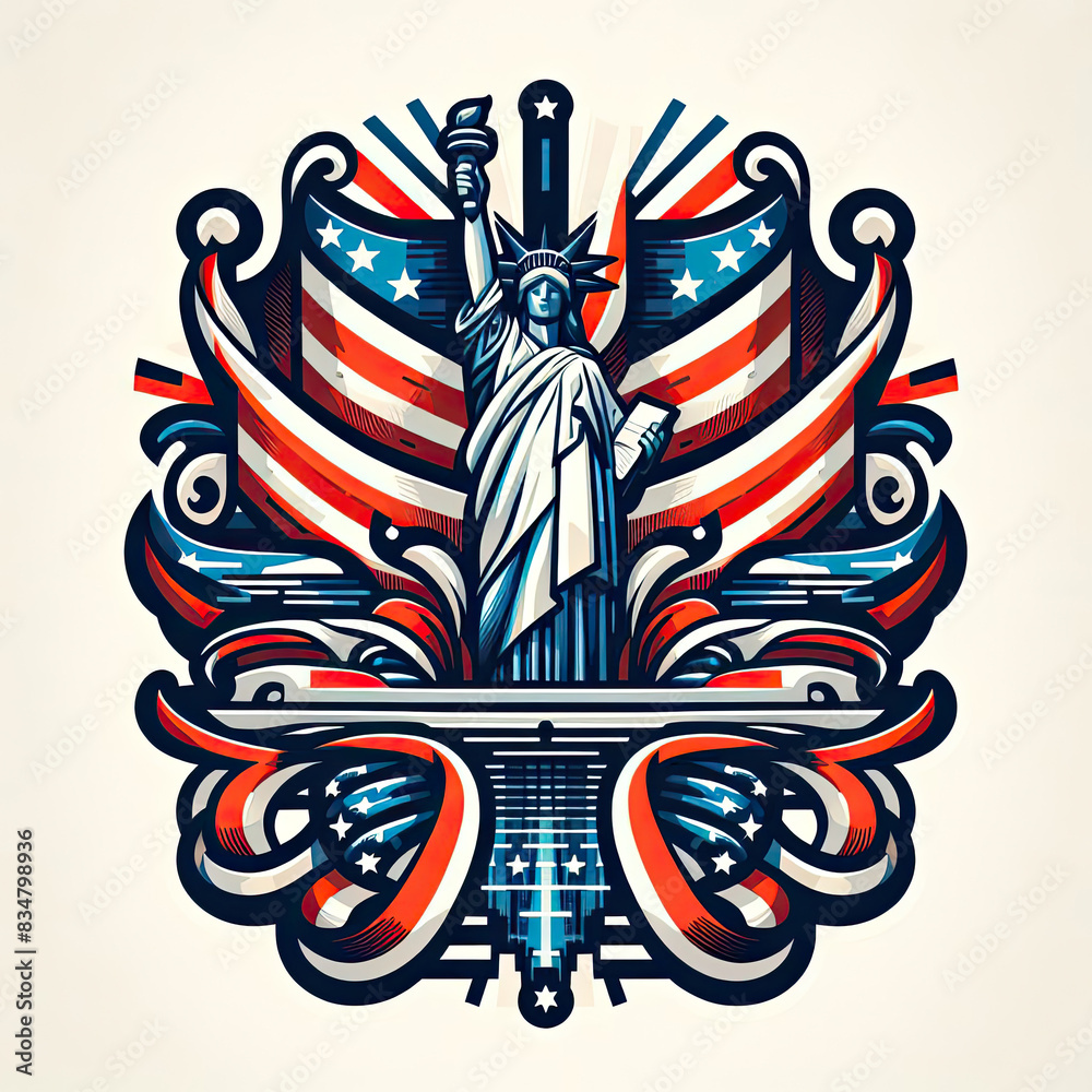 4th of July Independence Day of America logo and background 4th of July Independence Day of America logo and background