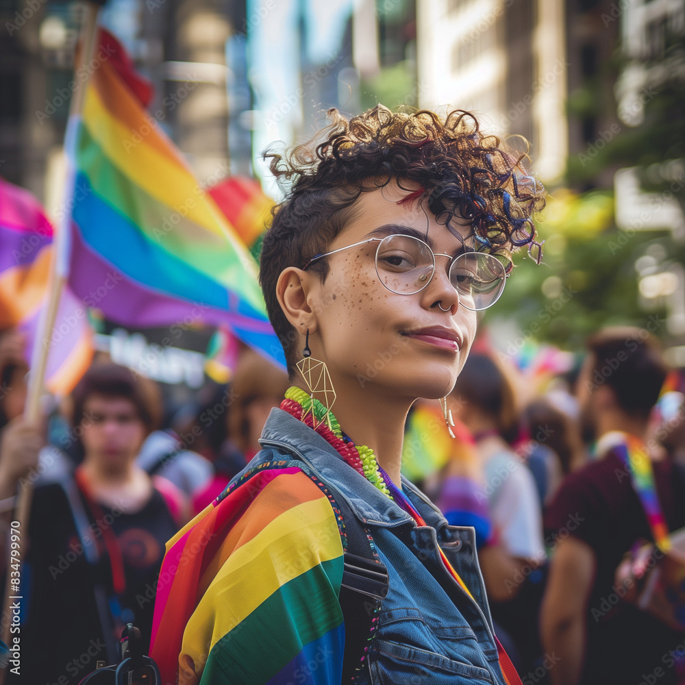 LGBTQ activist preparing for a community event LGBTQ activist preparing for a community event