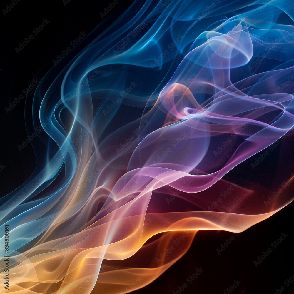 Vibrant Swirls of Colorful Smoke on a Dark Background Vibrant Swirls of Colorful Smoke on a Dark Background