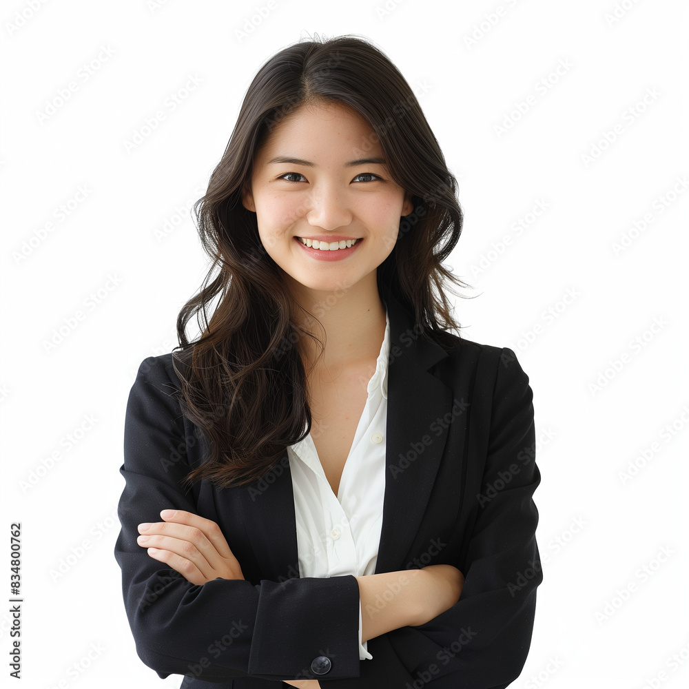 Professional Young Woman Smiling in Business Attire Professional Young Woman Smiling in Business Attire