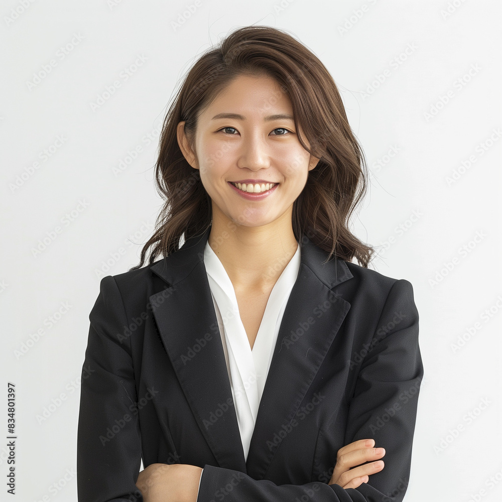 Professional Young Woman Smiling in Business Attire Professional Young Woman Smiling in Business Attire