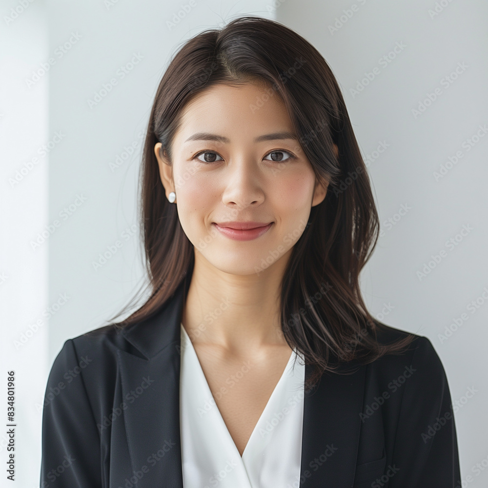 Professional Young Woman Smiling in Business Attire Professional Young Woman Smiling in Business Attire