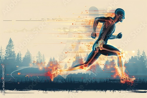 illustration of a runner with a trail of fire