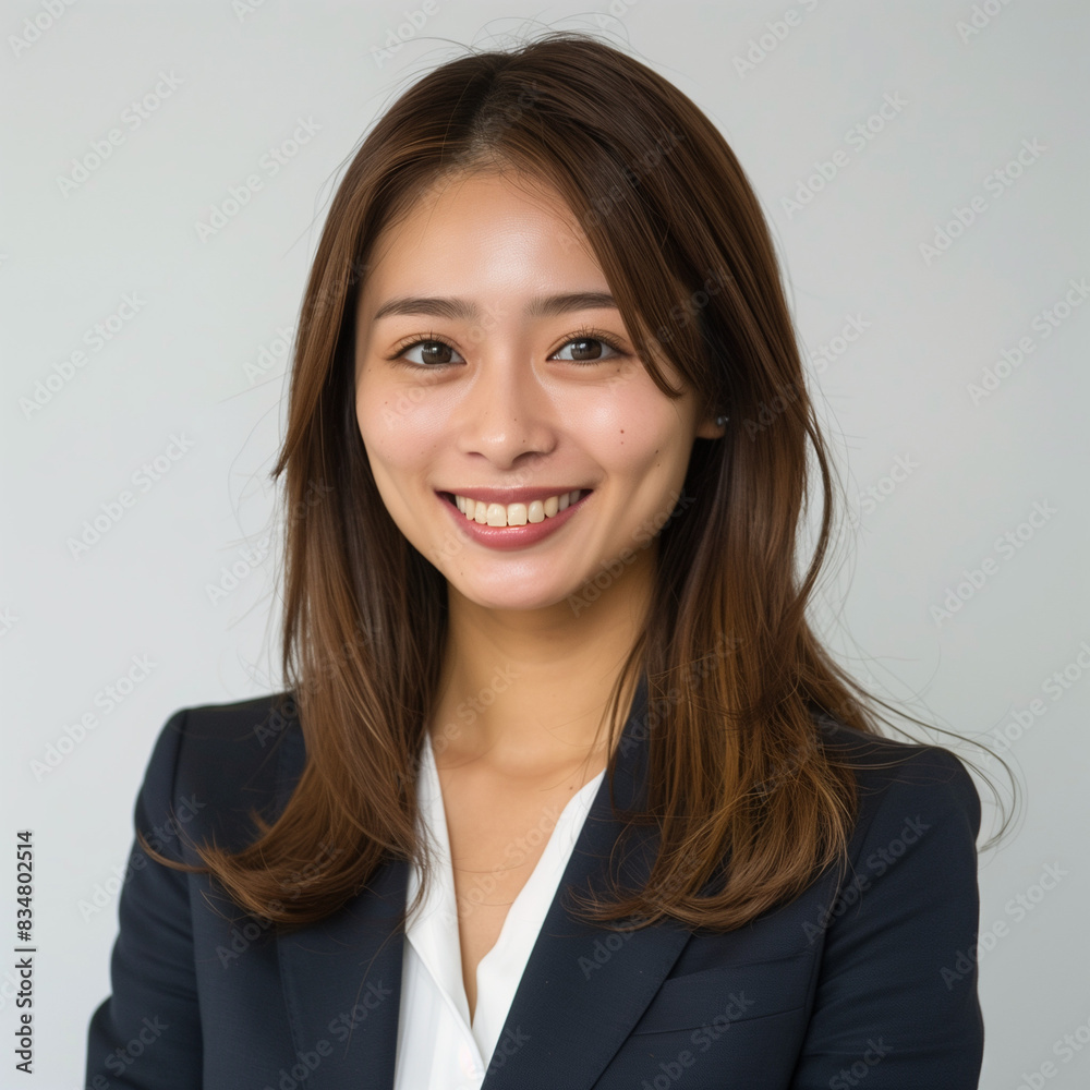Professional Young Woman Smiling in Business Attire Professional Young Woman Smiling in Business Attire