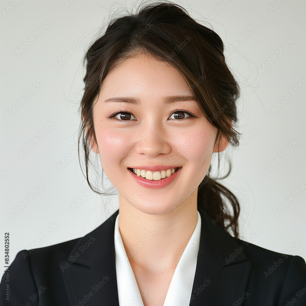 Professional Young Woman Smiling in Business Attire Professional Young Woman Smiling in Business Attire