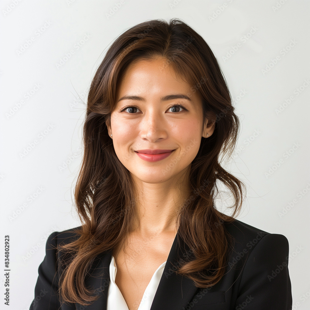 Professional Young Woman Smiling in Business Attire Professional Young Woman Smiling in Business Attire