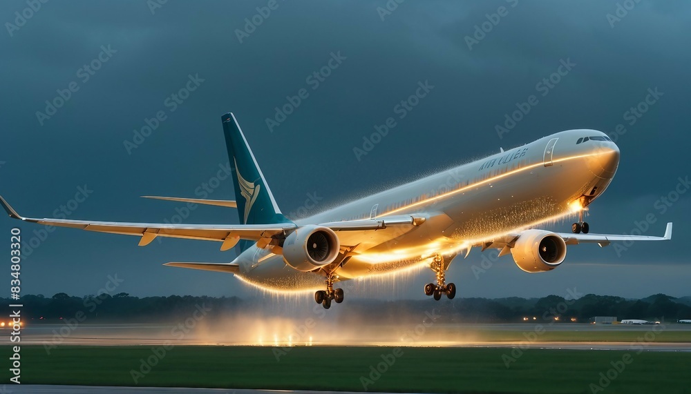silhouette of commercial plane over the clouds, ad shot

